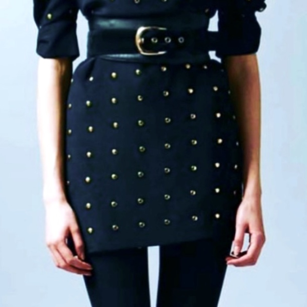 Alice by Temperley Claudia Studded mini skirt black silk blend
